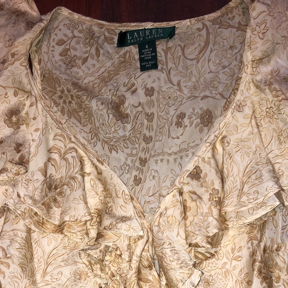 Ralph Lauren Silk Ruffle Beige/Cream Top - Picture 3 of 4